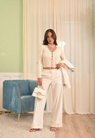 ONLY Cardigan panna da donna con bottoni perla 15352102 Birch ONLY 