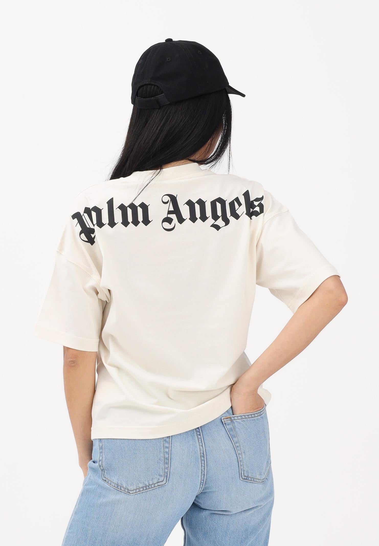 PALM ANGELS T-shirt a manica corta panna per donna, ragazzi e bambini con stampa logo PBAA002S26JER001 002 PALM ANGELS 