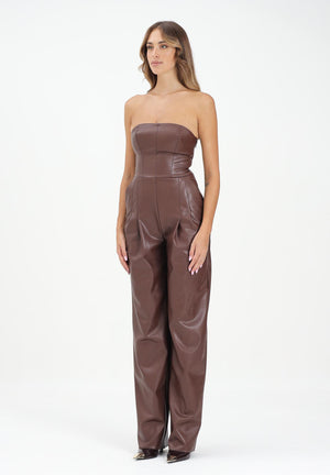 ELISABETTA FRANCHI Tuta marrone da donna realizzata in materiale sintetico effetto pelle TU06858E2 EA3 ELISABETTA FRANCHI 