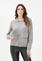 VICOLO Cardigan grigio da donna con dettagli gioiello 77263F GR VICOLO 