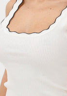 JDY Canotta panna da donna con bordi scallopati a contrasto 15290585 CLDABL JDY 