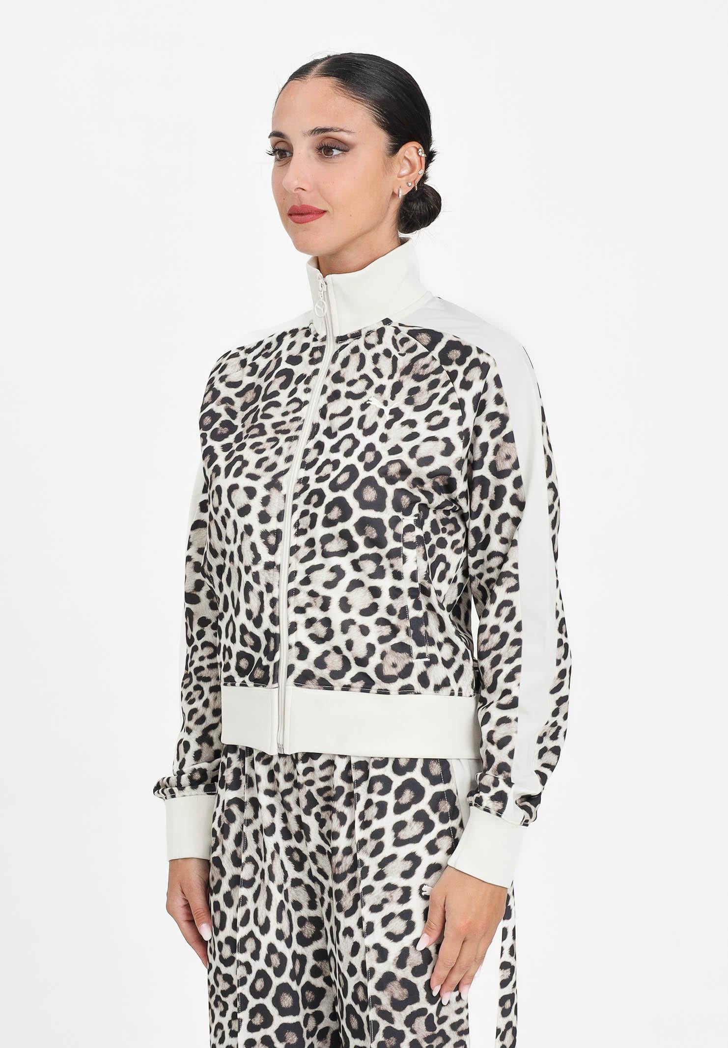 PUMA Felpa con zip T7 Leo Luxe All-Over Print panna da donna 632342 91 PUMA 