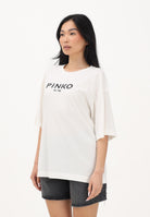 PINKO T-shirt a manica corta bianca da donna con maxi stampa sul retro 106872A3B3 Z05 PINKO 