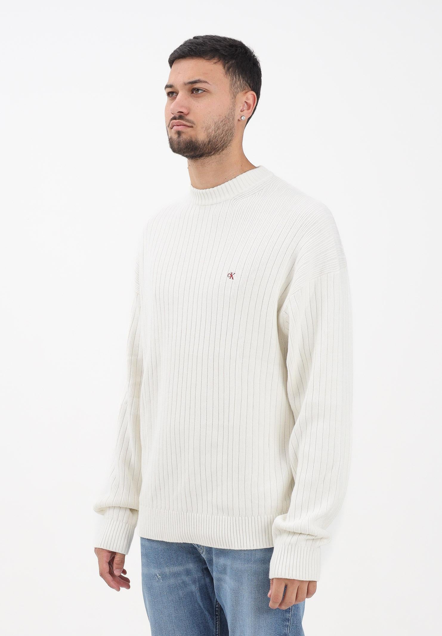 CALVIN KLEIN JEANS Maglioncino girocollo panna da uomo con logo LV04RD314GYAS  CALVIN KLEIN JEANS 