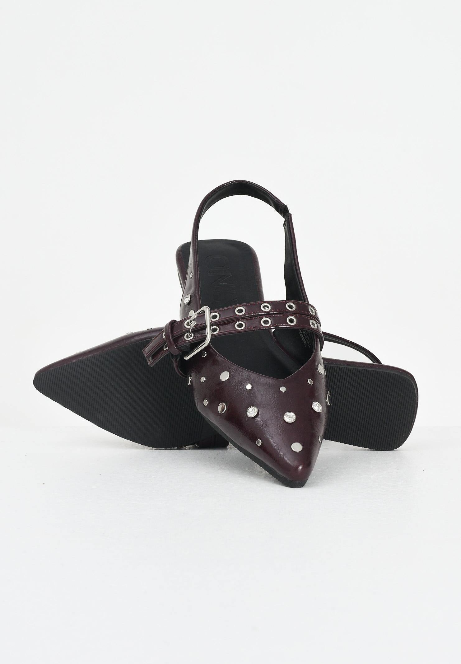 ONLY Sandali bordeaux da donna con borchie 15340903 Burgundy ONLY 
