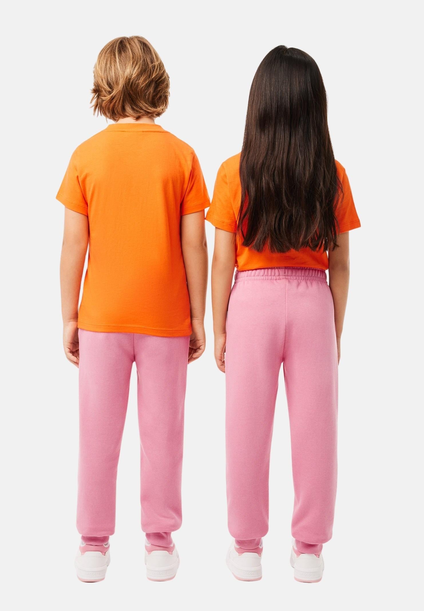 Pantalone sportivo rosa per bambino e bambina rifinito da ricamo coccodrillo XJ9728-J 2R3 LACOSTE 