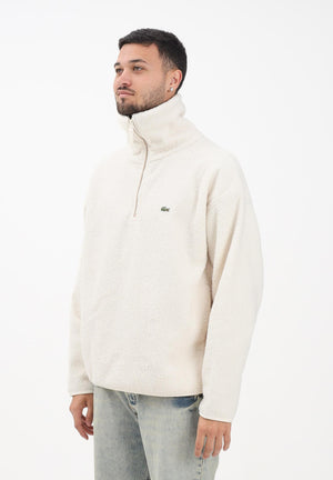 LACOSTE Felpa con mezza zip panna da uomo SH5500 XFJ LACOSTE 