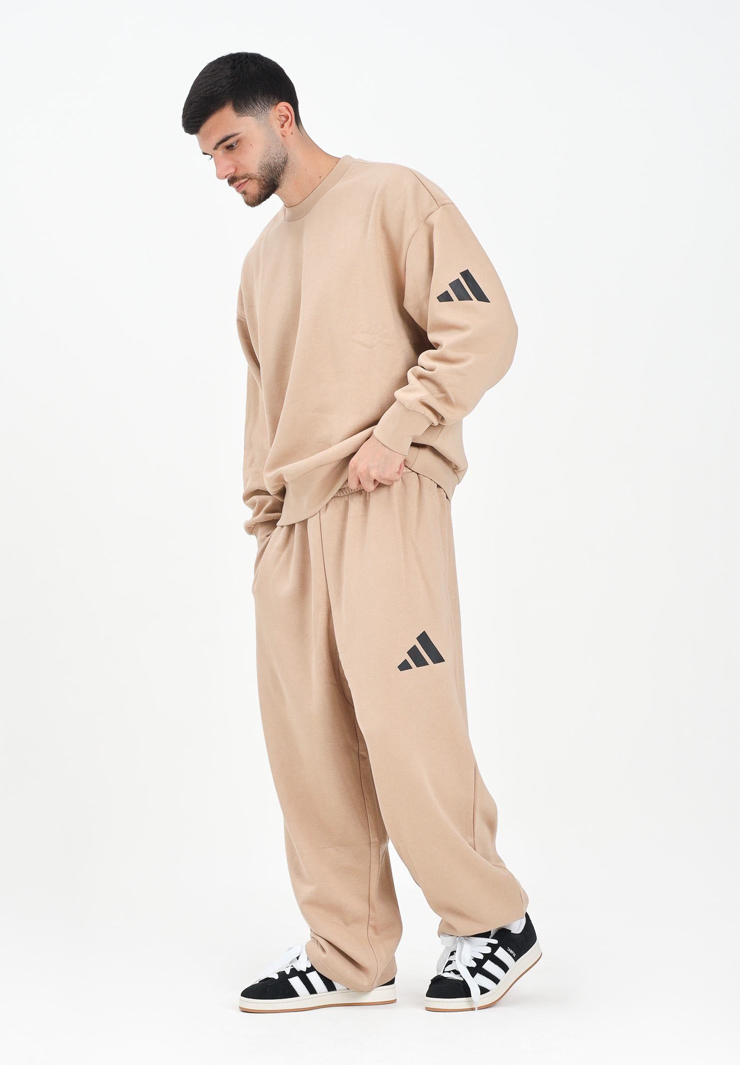 ADIDAS PERFORMANCE Pantalone sportivo Essentials Wide Leg 3 Bar Logo beige da uomo JX5669 . ADIDAS PERFORMANCE 