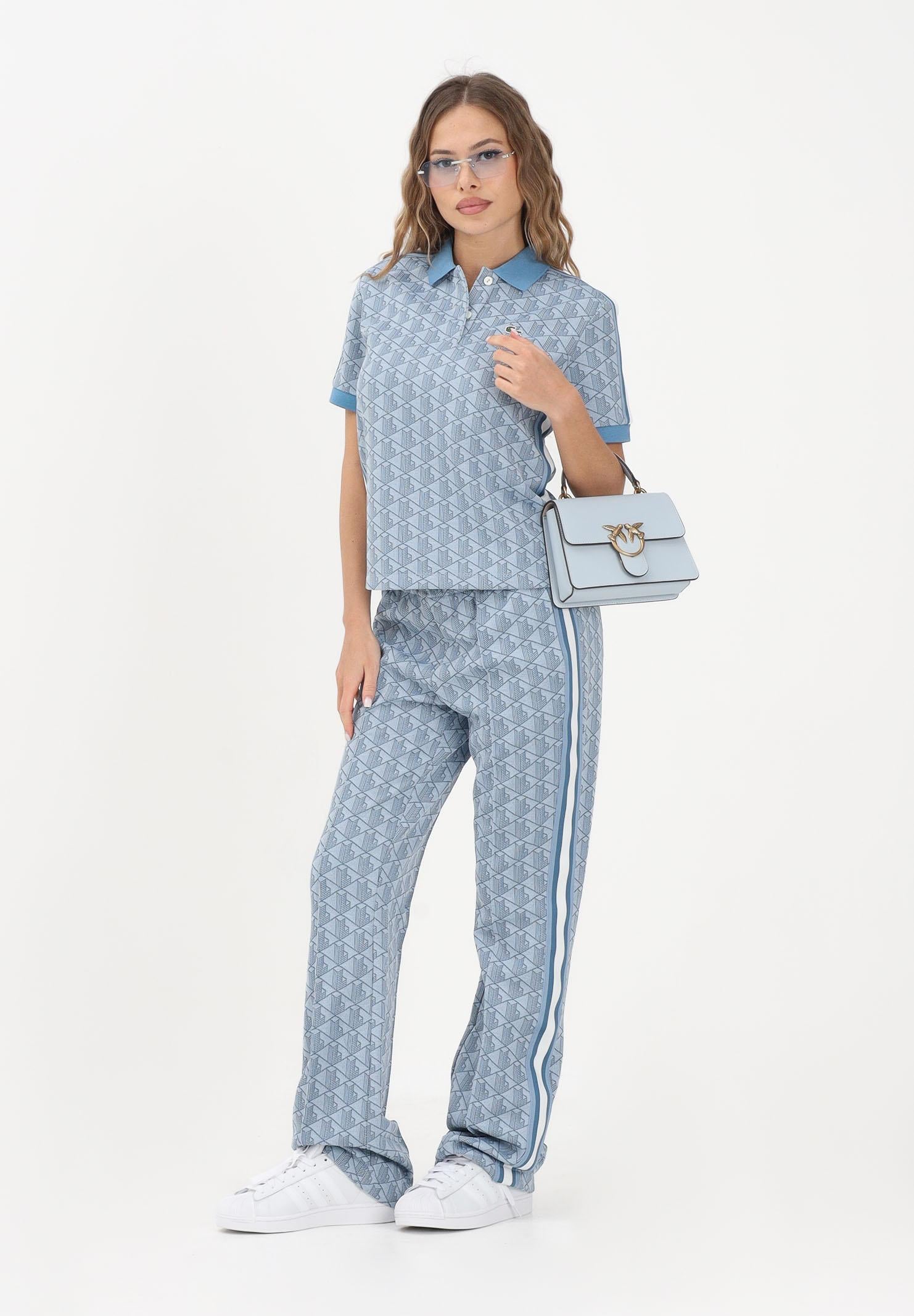 LACOSTE Pantalone sportivo azzurro da donna con motivo monogram XF9313 1QI LACOSTE 