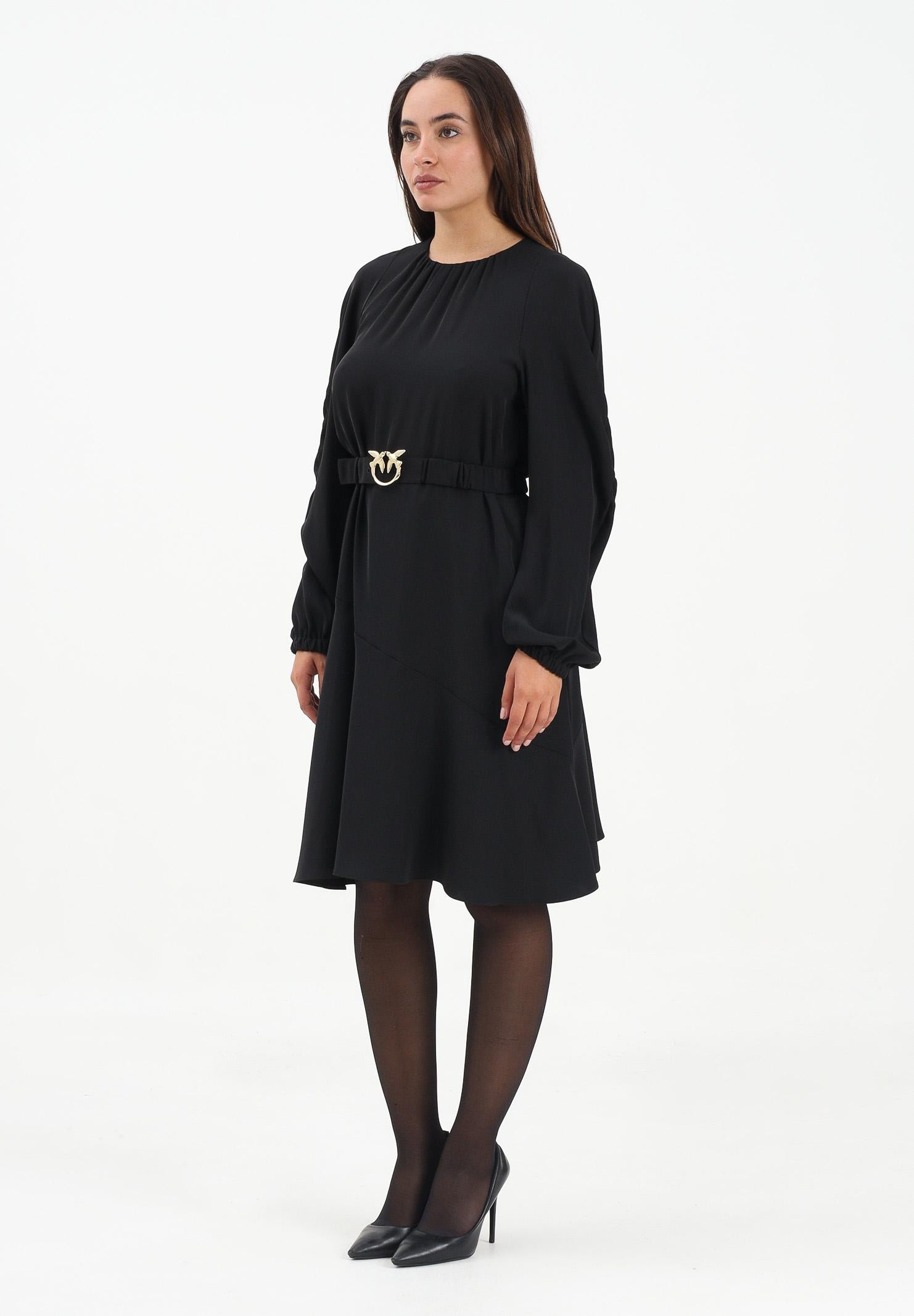 PINKO Abito longuette nero da donna con cintura Love Birds 105727A2U2 Z99 PINKO 