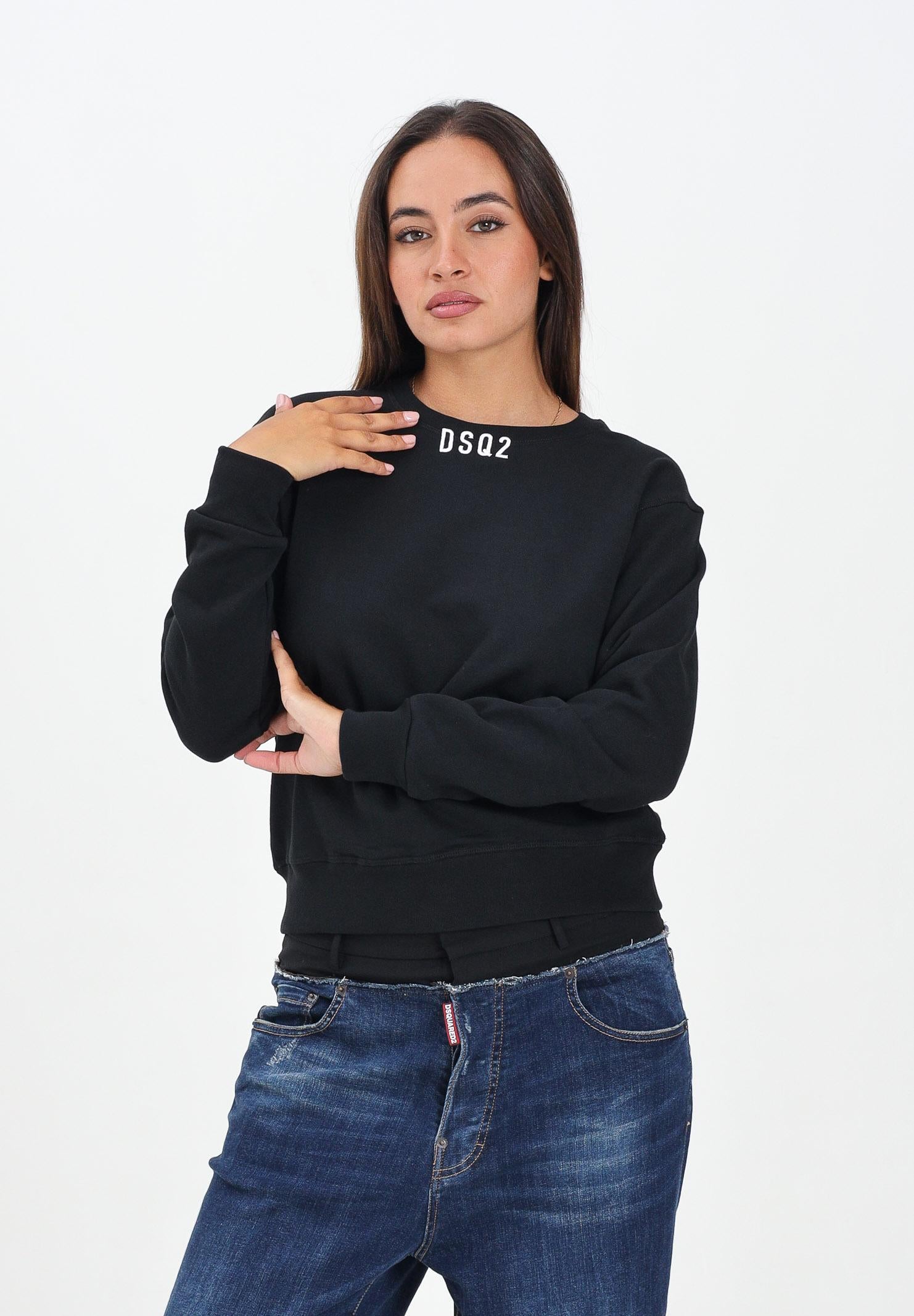 DSQUARED2 Felpa girocollo nera per donna, ragazze e bambine con logo DSQ2 DQ3017D0AEY DQ900 DSQUARED2 