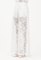 PINKO Pantalone LAURIE bianco da donna in pizzo rebrodé floreale<BR/> 106662A381 Z05 PINKO 