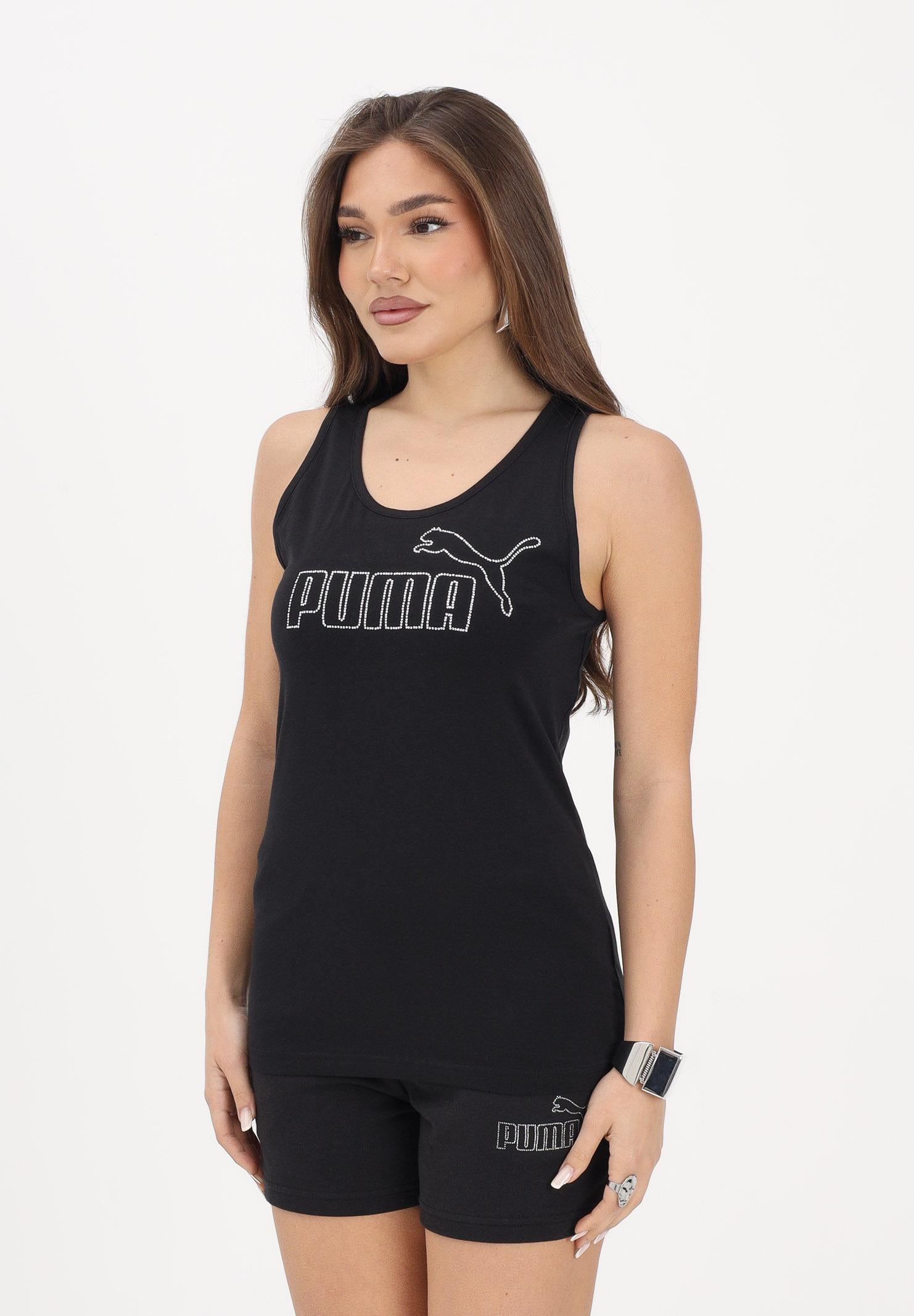 PUMA Canotta ESS LOGO TANK RHINESTONE nera da donna 693864 01 PUMA 