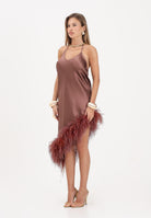 NOELL MAGGINI Abito corto marrone da donna con piume 0126147 C304 NOELL MAGGINI 