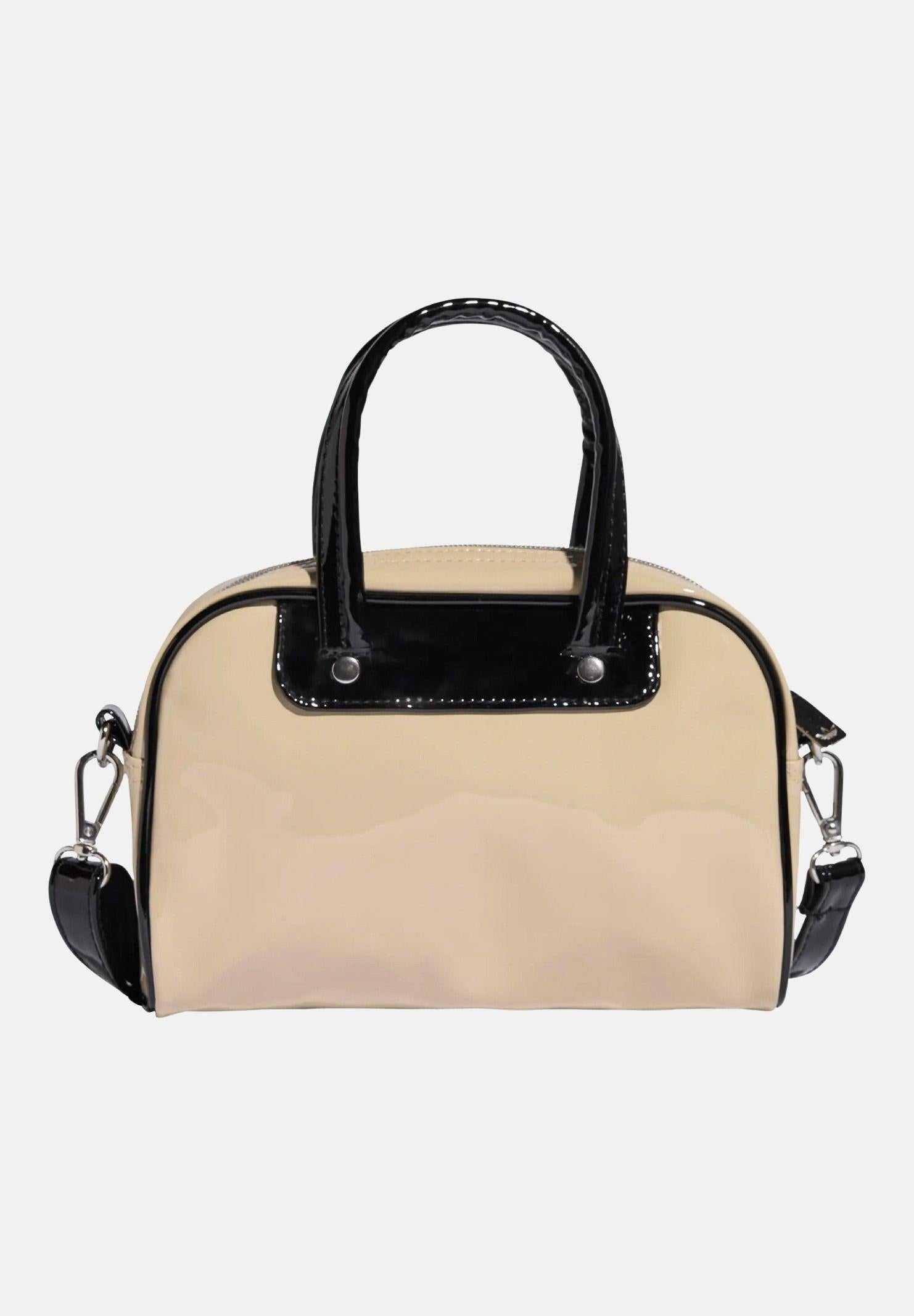 ADIDAS ORIGINALS Borsa a mano Adicolor Mini Bowling beige e nera da donna KD7841 . ADIDAS ORIGINALS 