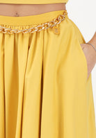ELISABETTA FRANCHI Gonna midi gialla da donna con dettaglio gioiello GO16061E2 EV4 ELISABETTA FRANCHI 