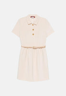 MAX MARA abito corto chemisier con cintura color Naturale, bianco crema, da donna. 2626226065600 052 MAXMARA 
