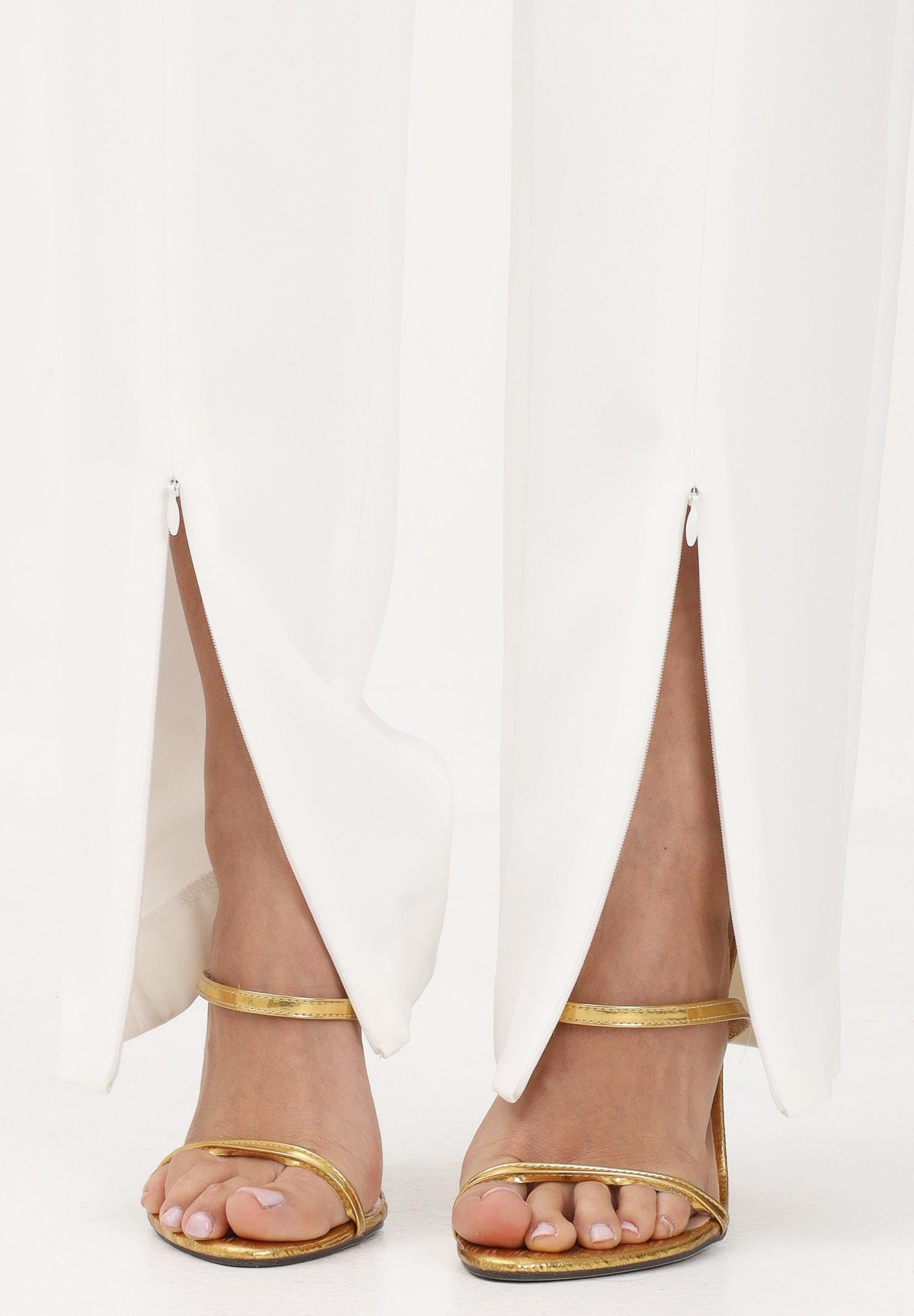 JUST CAVALLI Pantalone elegante bianco da donna con spacchi sul fondo 80PAA104N0450 004 JUST CAVALLI 