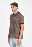 LACOSTE Polo a manica corta marrone da uomo in jacquard con monogramma DH1417 9I4 LACOSTE 
