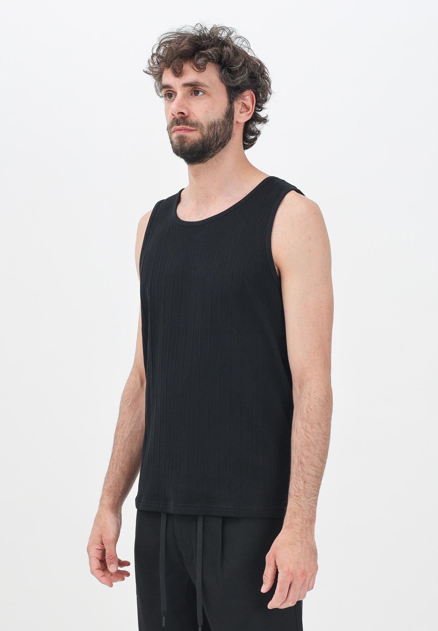 SELECTED HOMME Canotta nera da uomo a costine 16097660 Black SELECTED HOMME 