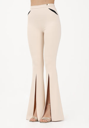 ELISABETTA FRANCHI Pantalone elegante burro da donna con cut-out e spacchi PA15961E2 E84 ELISABETTA FRANCHI 