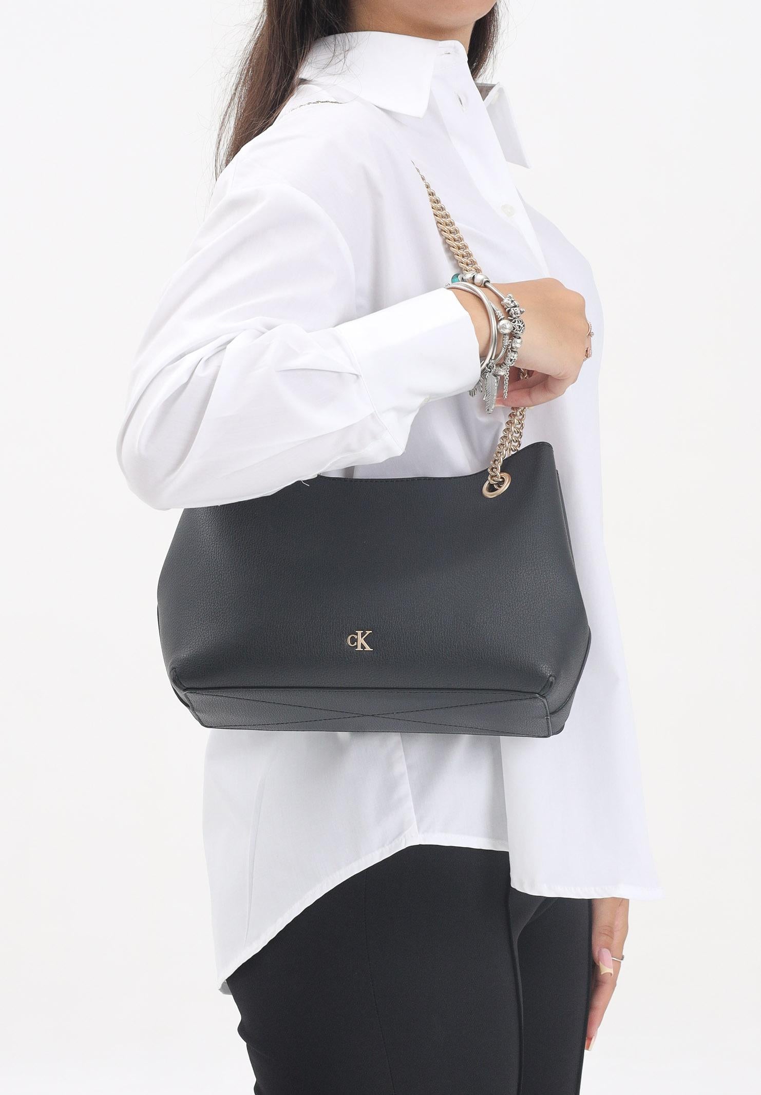 CALVIN KLEIN Borsa a spalla nera da donna con logo LV04F3205G UB1 CALVIN KLEIN 