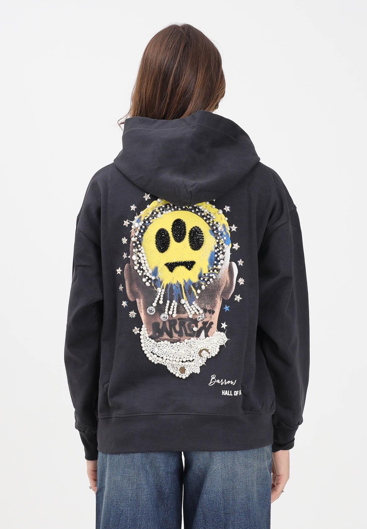 BARROW Felpa con cappuccio grigia per uomo e donna caratterizzata da maxi stampa sul retro F5BWUAHS125 251 BARROW 