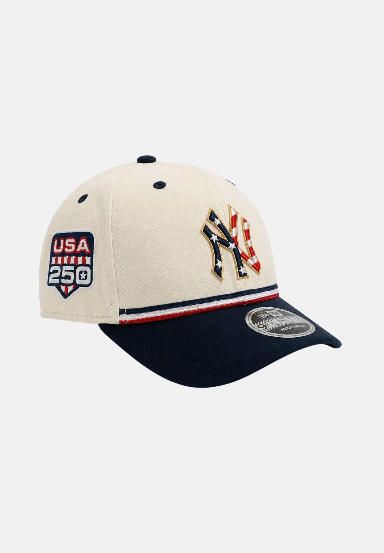 NEW ERA cappello con visiera New York Yankees MLB USA 250 9FORTY M-Crown Bright Blue blu beige da uomo e donna 60866724 . NEW ERA 