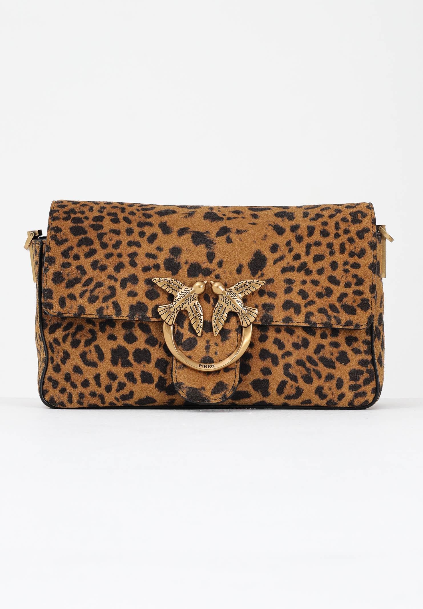 PINKO Borsa a tracolla Slouchy cammello da donna in Suede Leopardato 106244A32A M35Q PINKO 