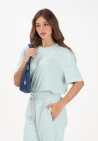 GCDS T-shirt a manica corta verde acqua per uomo e donna con stampa logo C1MEQC041J104 818G GCDS 