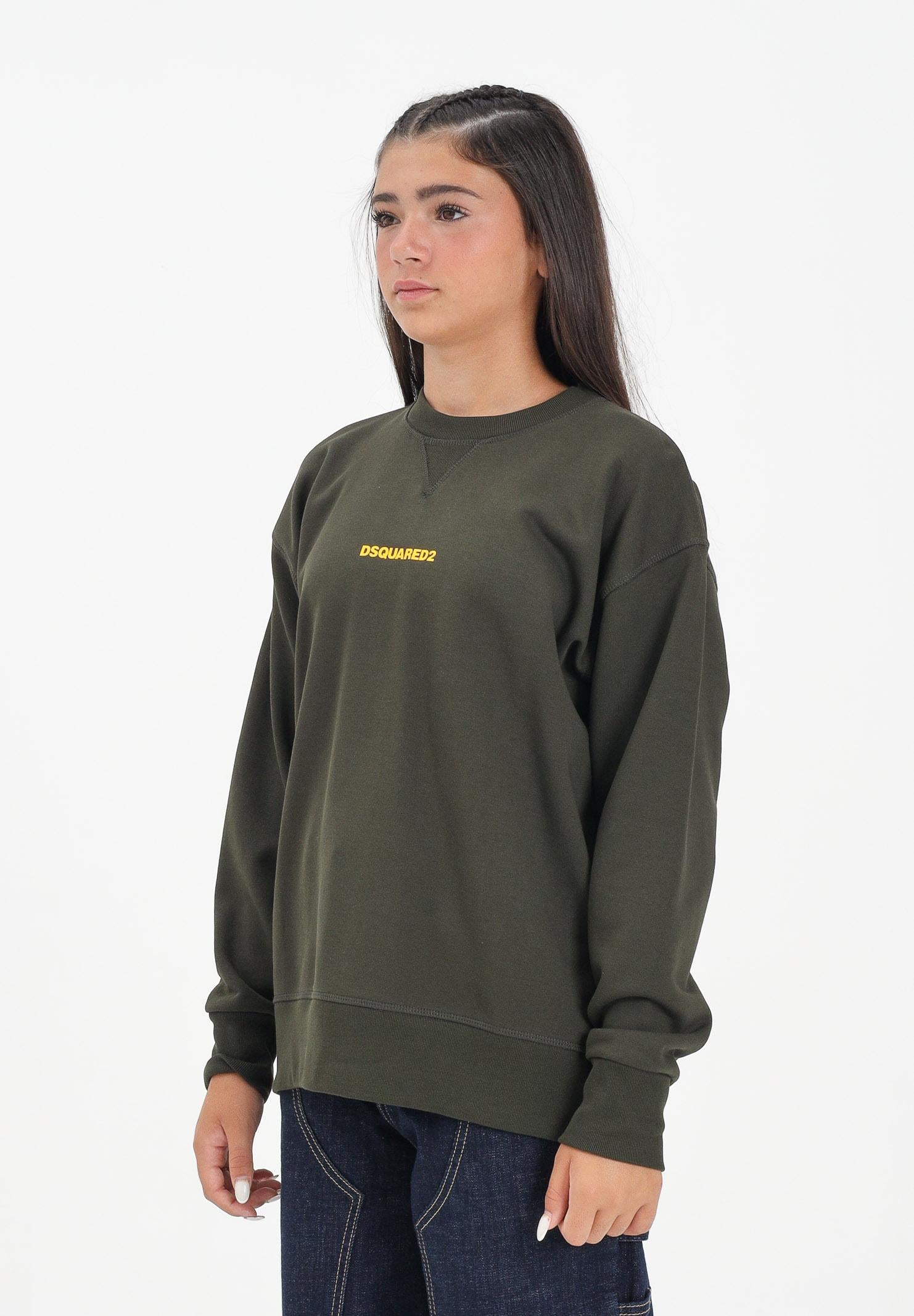 DSQUARED2 Felpa girocollo verde per donna, ragazzi e bambini con stampa logo DQ2739D0094 DQ518 DSQUARED2 