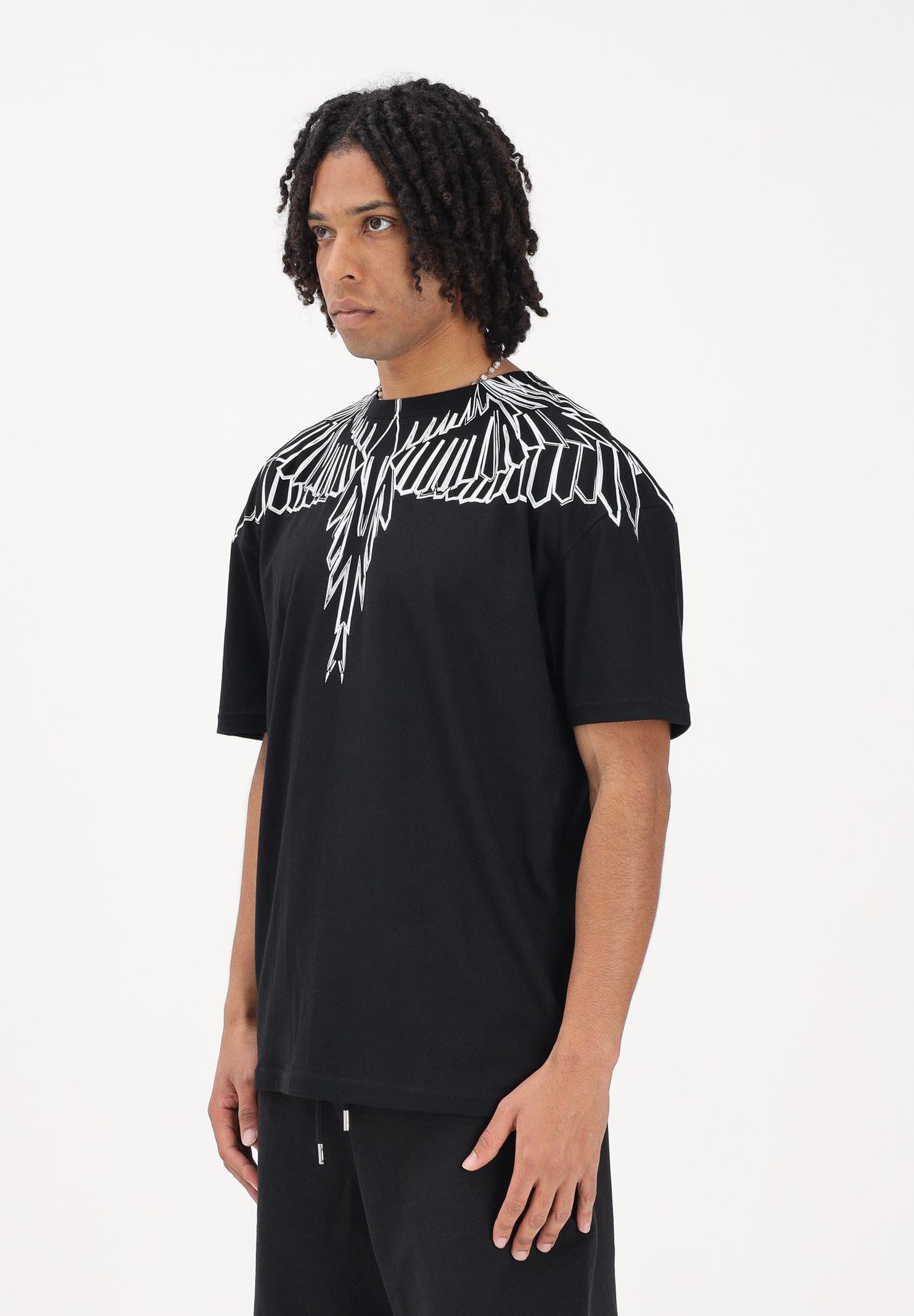 MARCELO BURLON COUNTY OF MILAN T-shirt a manica corta nera da uomo con stampa S6CMMATH010 110 MARCELO BURLON COUNTY OF MILAN 
