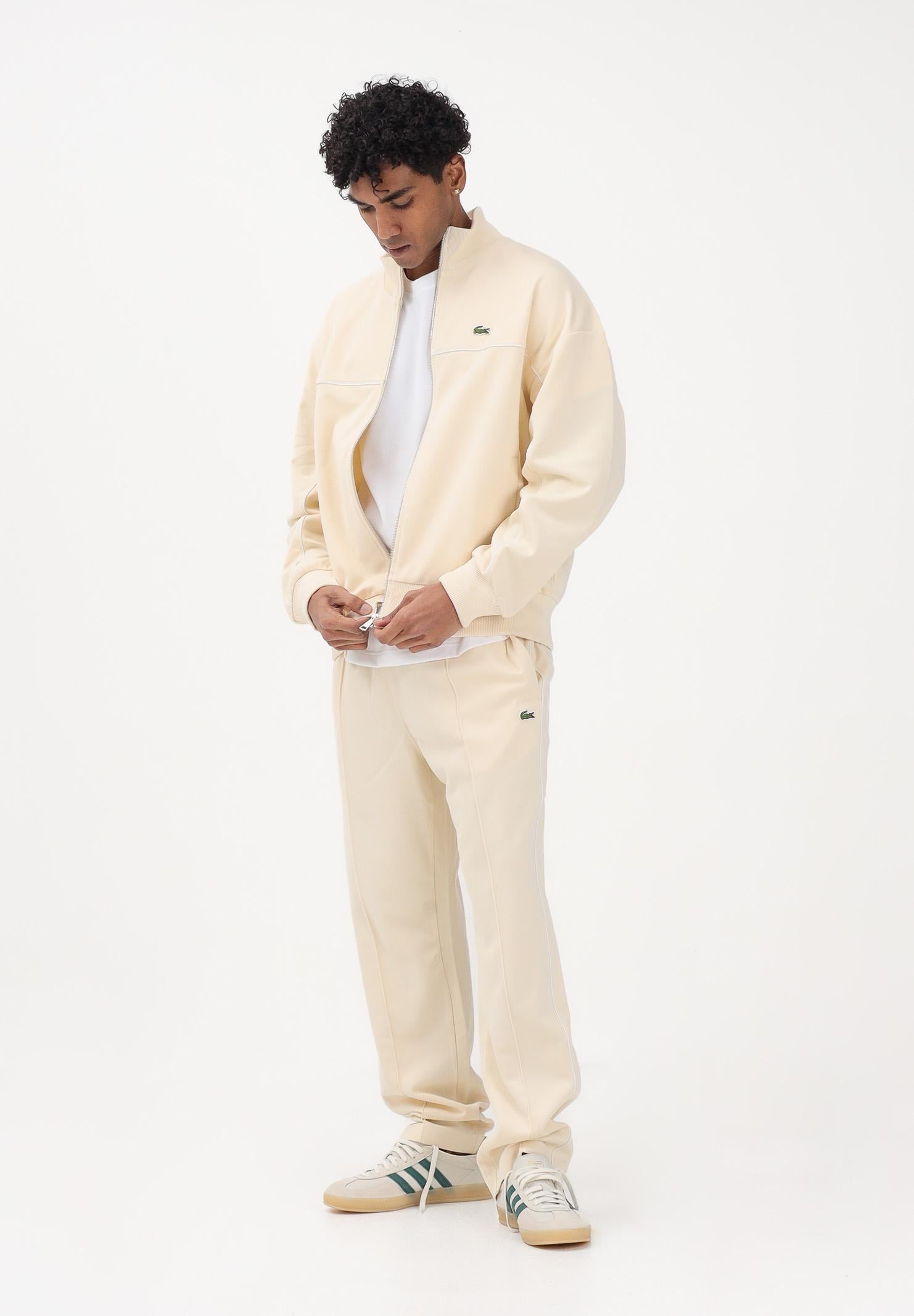 LACOSTE Pantalone sportivo crema da uomo in piqué con bordo XH0628 056 LACOSTE 