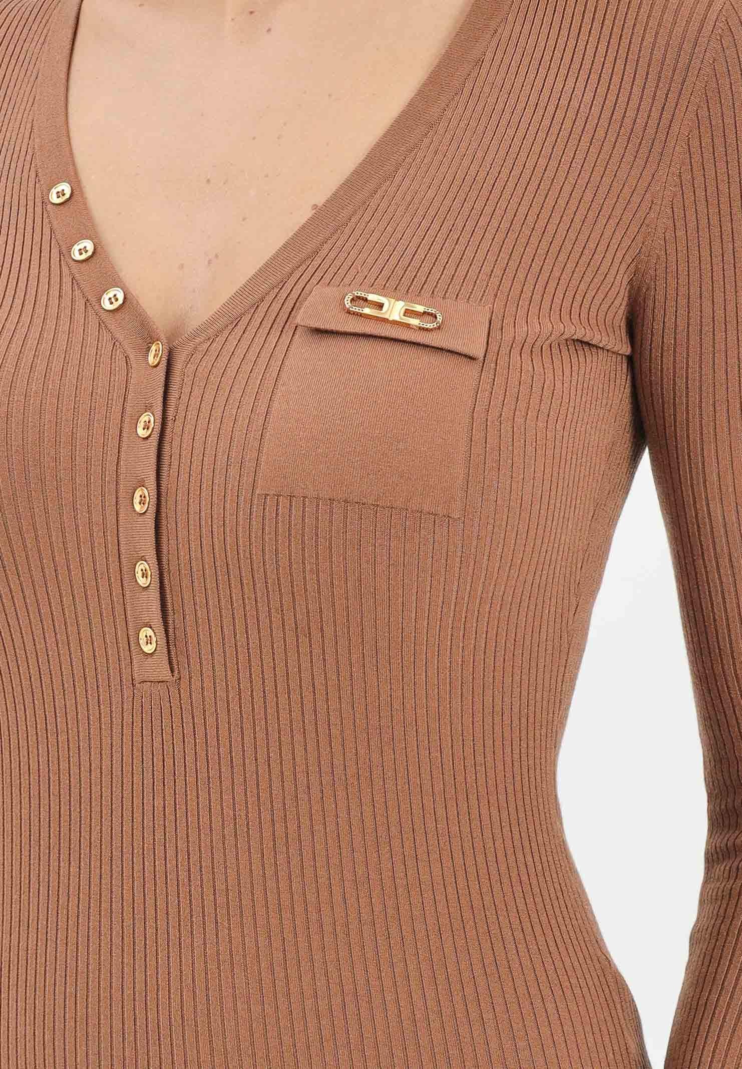 ELISABETTA FRANCHI Abito midi cammello da donna con taschino AM10B56E2 EC1 ELISABETTA FRANCHI 