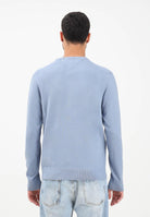 TOMMY HILFIGHER Maglioncino girocollo azzurro da uomo con ricamo bandierina Tommy Hilfigher MW0MW28046C2B . TOMMY HILFIGER 