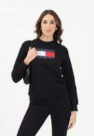 TOMMY JEANS Felpa girocollo nera da donna con stampa logo DW0DW22564 BDS TOMMY JEANS 