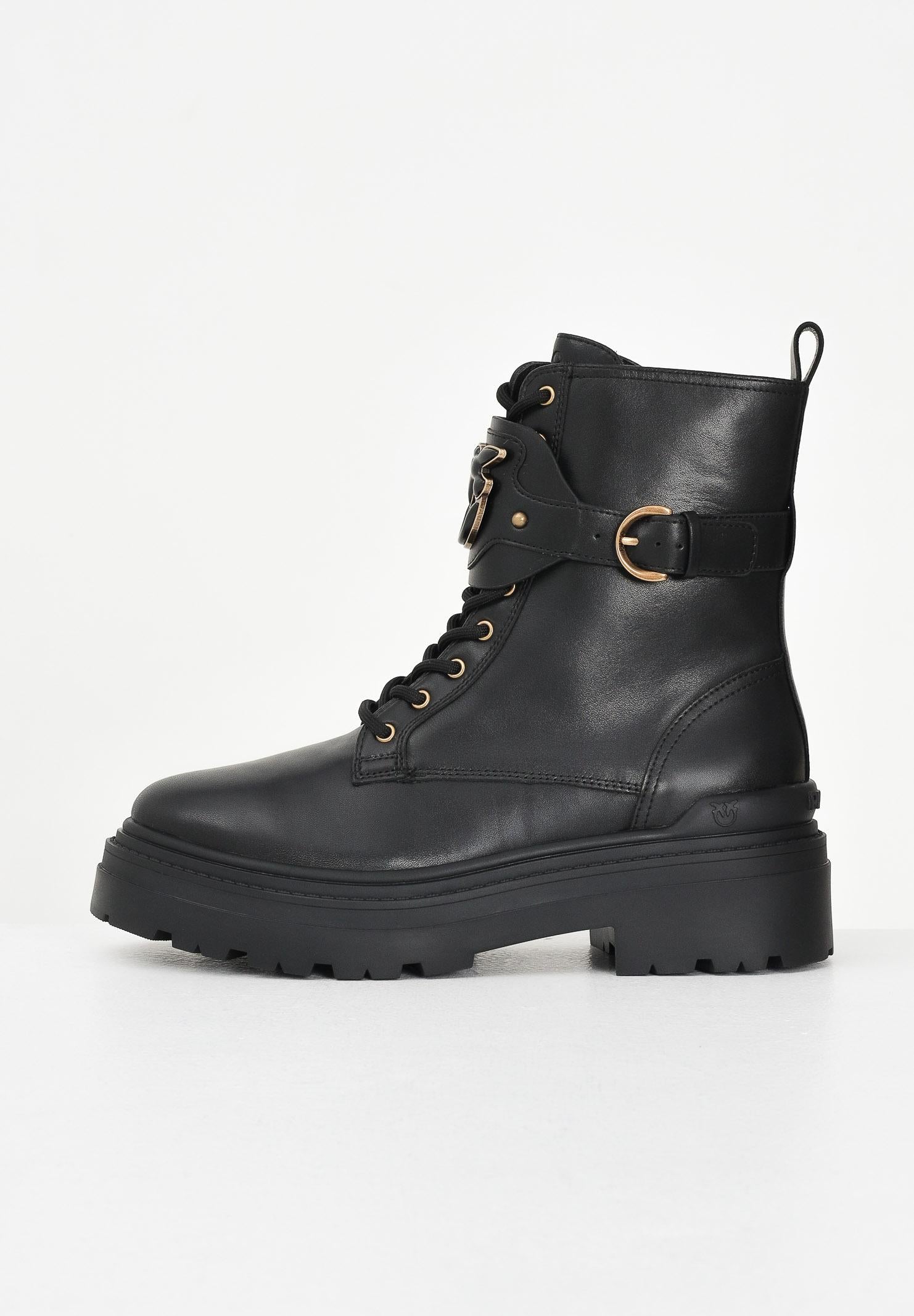 PINKO Anfibi neri da donna con cinturino logato davanti SD0147P001Z99  PINKO 