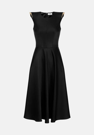 ELISABETTA FRANCHI abito midi in duchesse nero da donna. AB95462E2 110 ELISABETTA FRANCHI 