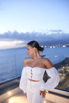 SANTAS Top elegante bianco da donna interamente ricoperto di strass PV2501 BIANCO SANTAS 