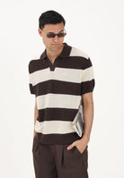 LACOSTE Polo in maglia marrone e panna da uomo AH2561 4I9 LACOSTE 