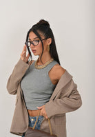 PINKO Canotta grigia da donna personalizzata con mini logo PINKO 100822A2RC I42 PINKO 