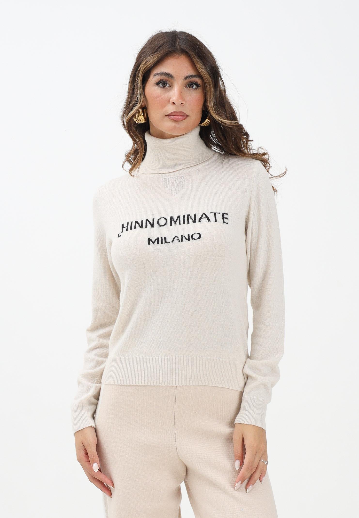 HINNOMINATE Maglioncino a collo alto panna da donna con logo HMABW02156 BI04 HINNOMINATE 
