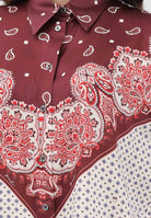 PINKO Camicia a manica lunga bianca e bordeaux da donna con motivo cravatteria e stampa piazzata 106202A31K YR1 PINKO 