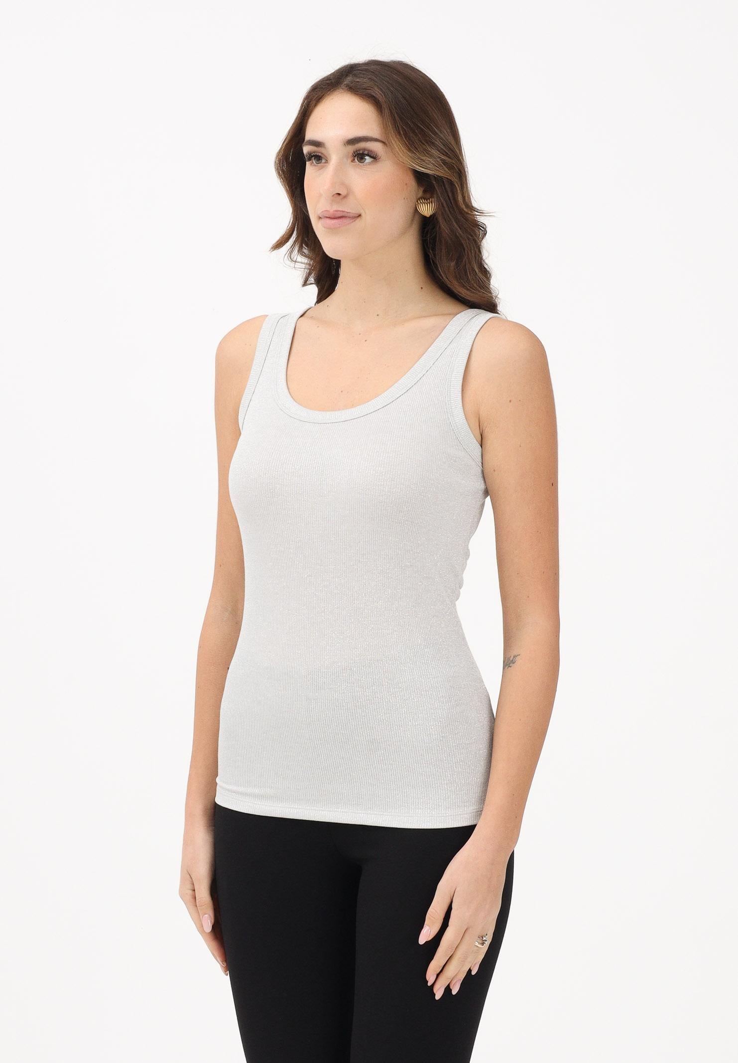 VICOLO Canotta argento da donna realizzata in un tessuto lavorato con filato lamé UF0055 AR VICOLO 