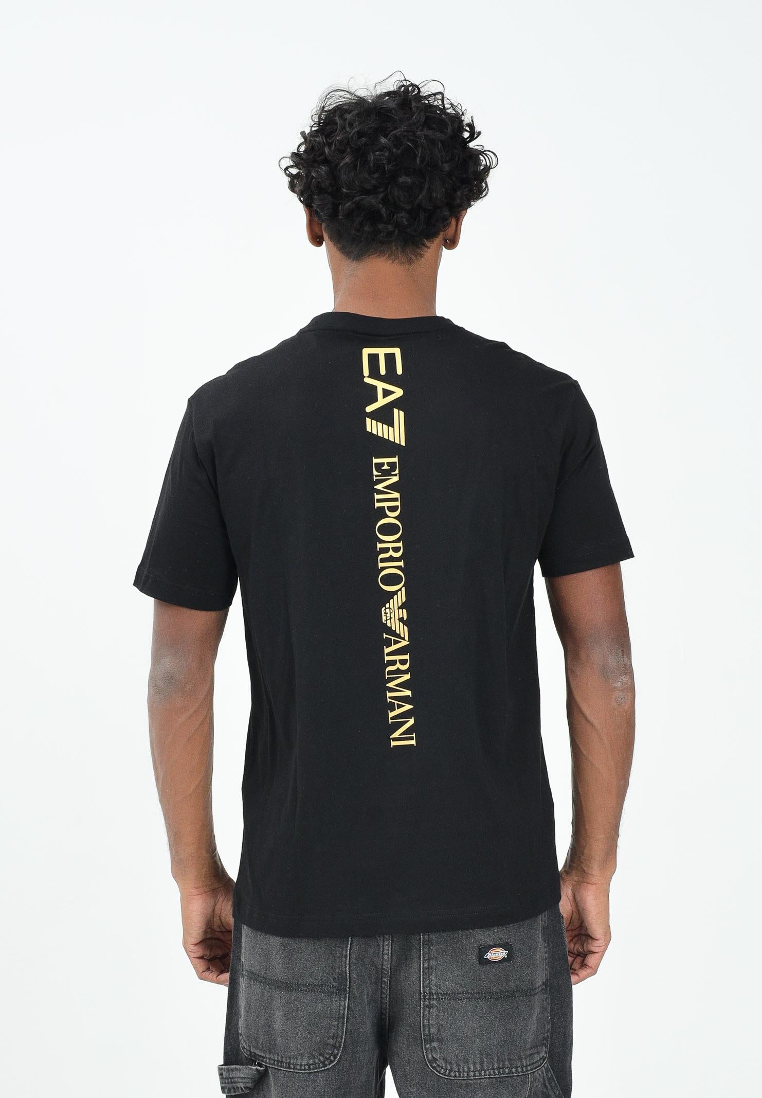 EA7 T-shirt a manica corta nera da uomo con stampa sul retro 7M000567AF10375 MC004 EA7 