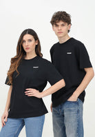 BARROW T-shirt a manica corta nera per uomo e donna con logo e smile S5BWUATH084 110 BARROW 