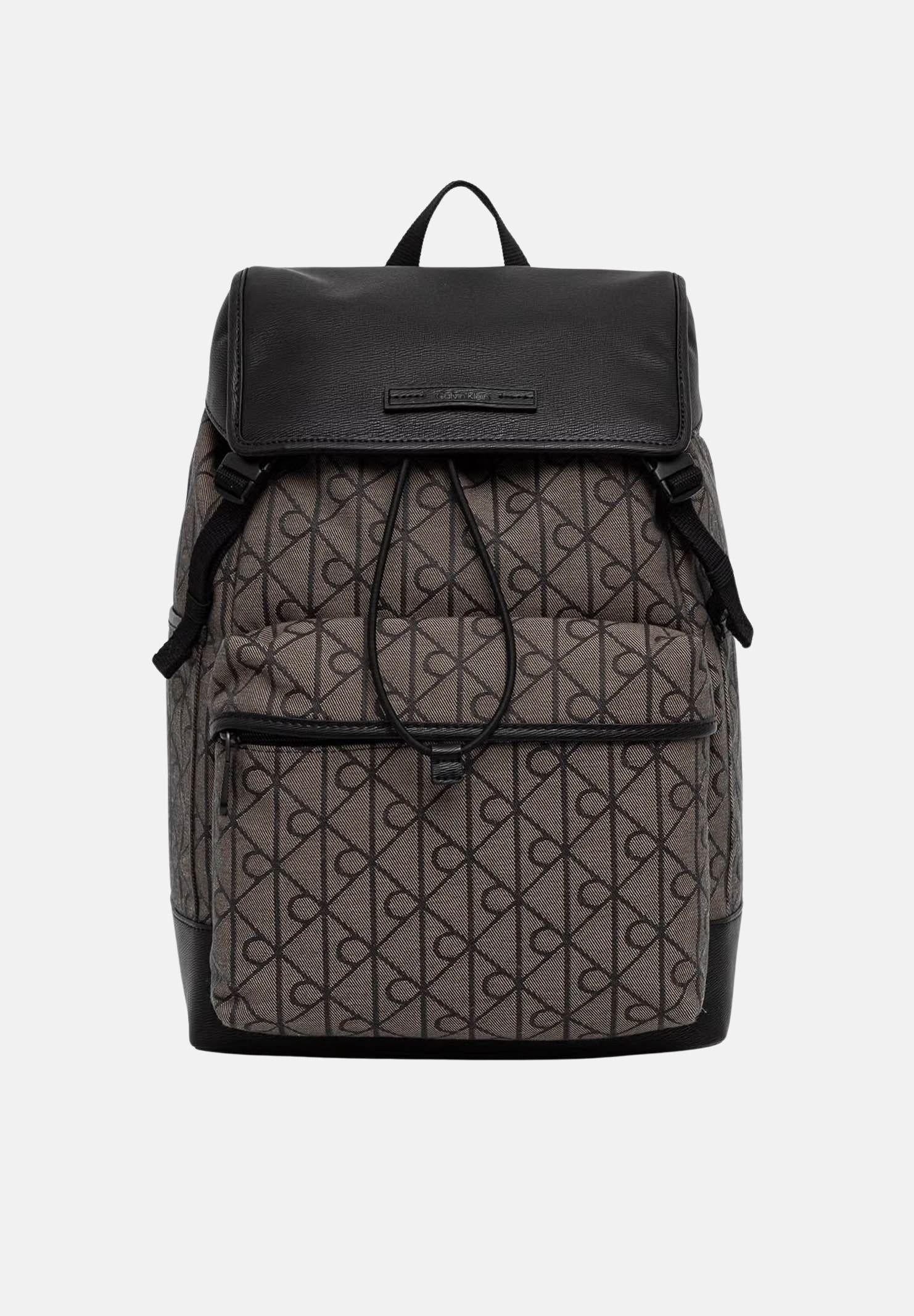 CALVIN KLEIN zaino jacquard con logo impermeabile colore Lotus Beige-Black, beige e nero, unisex. LV04D3378G 7UL CALVIN KLEIN 