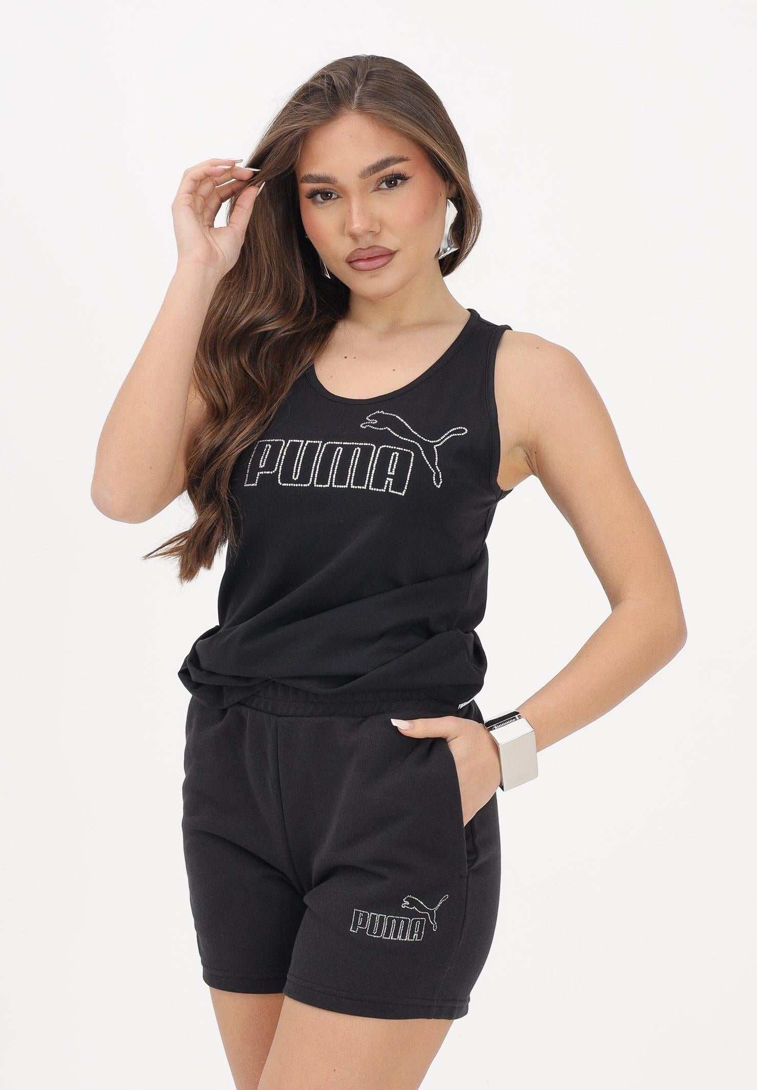 PUMA Canotta ESS LOGO TANK RHINESTONE nera da donna 693864 01 PUMA 