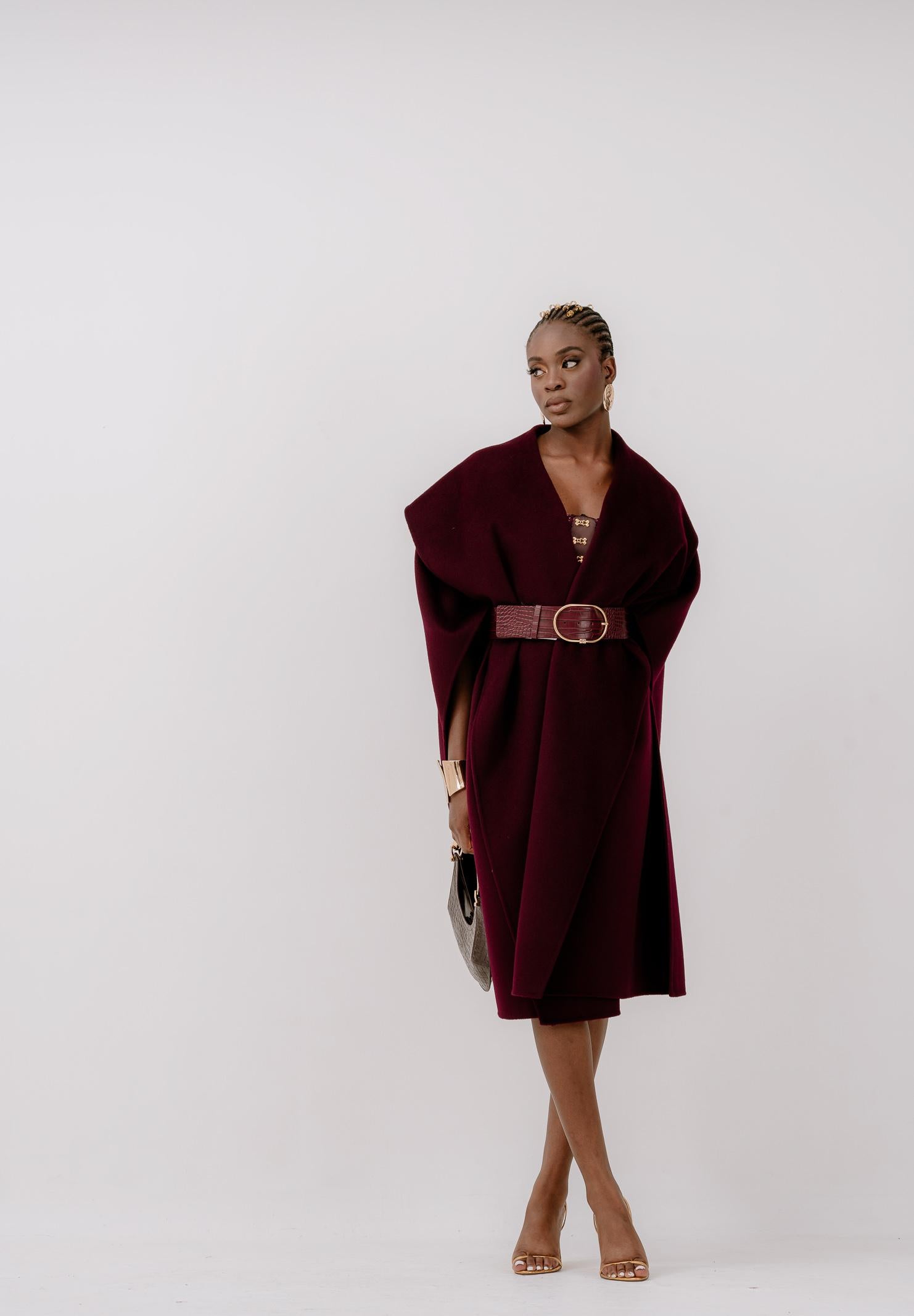 ELISABETTA FRANCHI Mantella bordeaux da donna con cintura CP67D56E2 EA4 ELISABETTA FRANCHI 