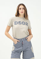 DSQUARED2 T-shirt a manica corta beige per donna, ragazzi e bambini con ricamo logo DQ2749D004G DQ717 DSQUARED2 